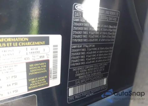 2016 Land Rover Range Rover Sport 3.0L V6 Supercharged Hse из США, поврежденный, VIN SALWR2PF5GA656021